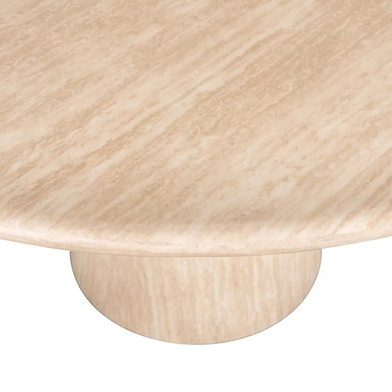 Richmond Interiors Fictus Beige Travertine Round Dining Table | 4-6 Seater